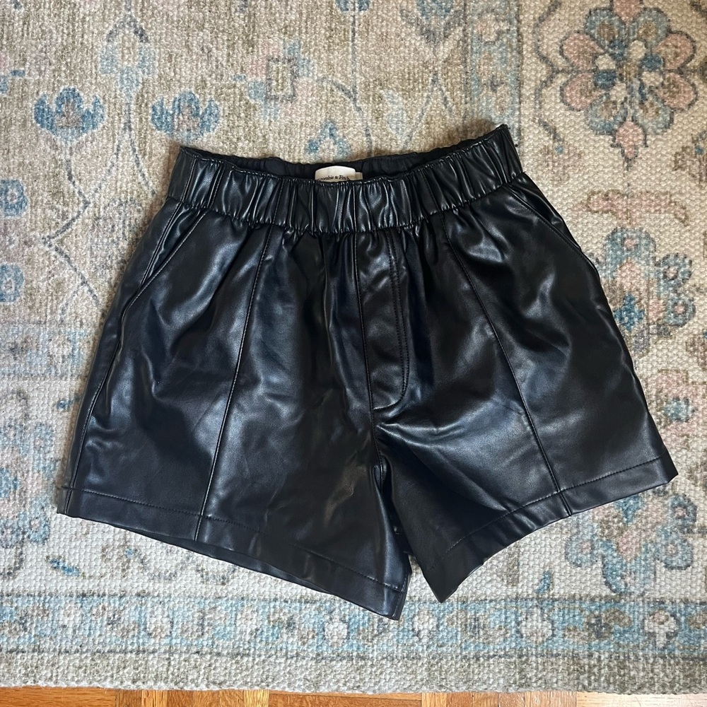 Abercrombie & Fitch Black Faux Leather High-Waist Shorts